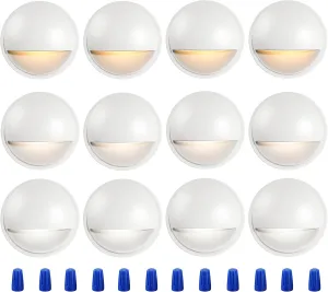 CLOUDY BAY [12 Pack] 3CCT Low Voltage LED Deck Lights Outdoor,2700K/3500K/5000K Selectable,Landscape Step Stair Railing Fence Light Wired,3W,12V-24V AC/DC Deck Lighting Fixtures,White