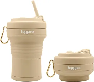 Collapsible Cup with Reusable Straw – 18 Oz (550 Ml), Portable Travel Mug, BPA-Free, Leak-Proof, Microwave & Dishwasher Safe, Multi-Purpose for Hot & Cold Drinks – Beige