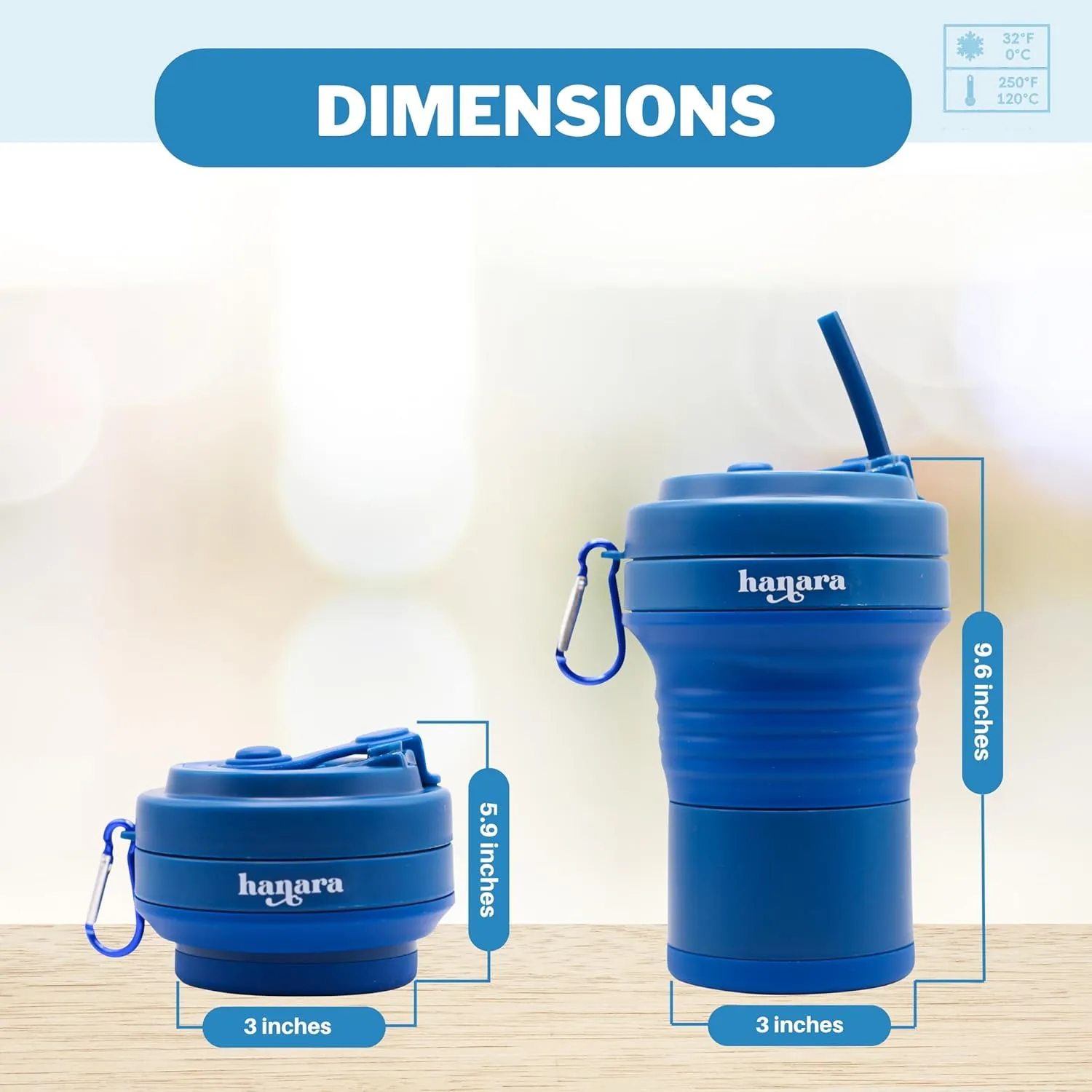 Collapsible Cup with Reusable Straw – 18 Oz (550 Ml), Portable Travel Mug, BPA-Free, Leak-Proof, Microwave & Dishwasher Safe, Multi-Purpose for Hot & Cold Drinks – Navy Blue