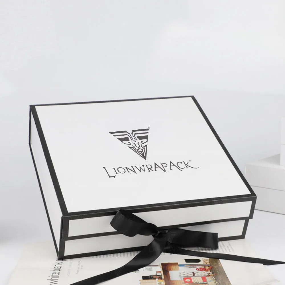 Collapsible Paper Container Foldbable Box Packaging Folding Gifts Box With Ribbon Handle
