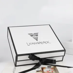 Collapsible Paper Container Foldbable Box Packaging Folding Gifts Box With Ribbon Handle