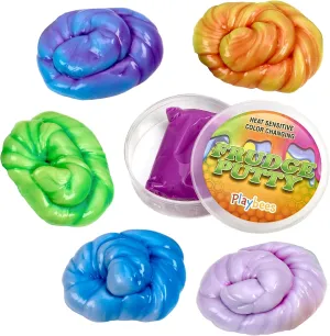 Color Changing Therapy Putty 6 Pack - Silly Mini Thinking Slime for Sensory Play, Educational Games, Fidget Toy 8-15 - Heat Sensitive Magical Color Shifts - Slime Favors 0.5 Oz