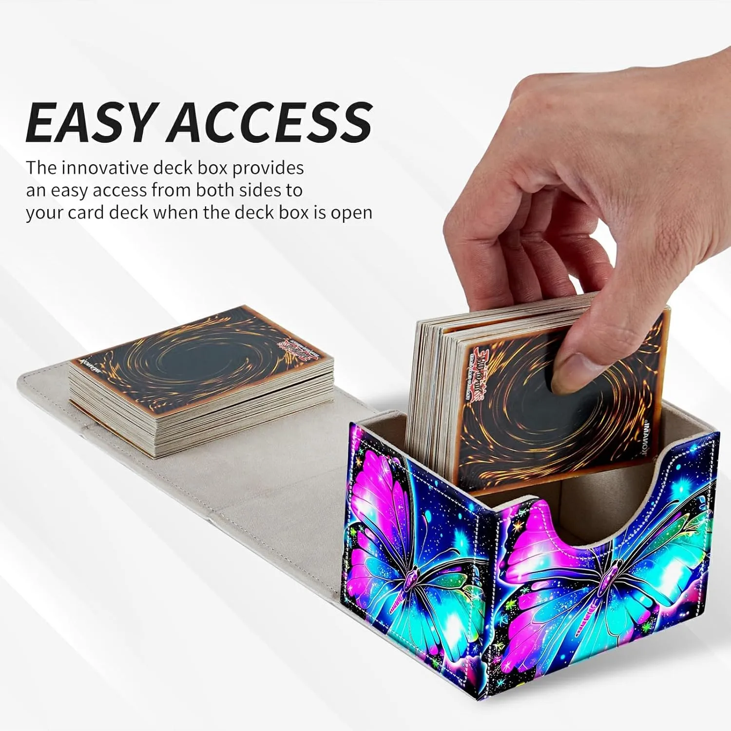 Colorful Butterfly Theme Turtle Theme Card Deck Box Trading Cards with Strong Magnet Commander Deck Box Storage Magic Premium Case Cover for TCG CCG Magic Cards
