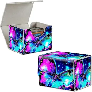 Colorful Butterfly Theme Turtle Theme Card Deck Box Trading Cards with Strong Magnet Commander Deck Box Storage Magic Premium Case Cover for TCG CCG Magic Cards