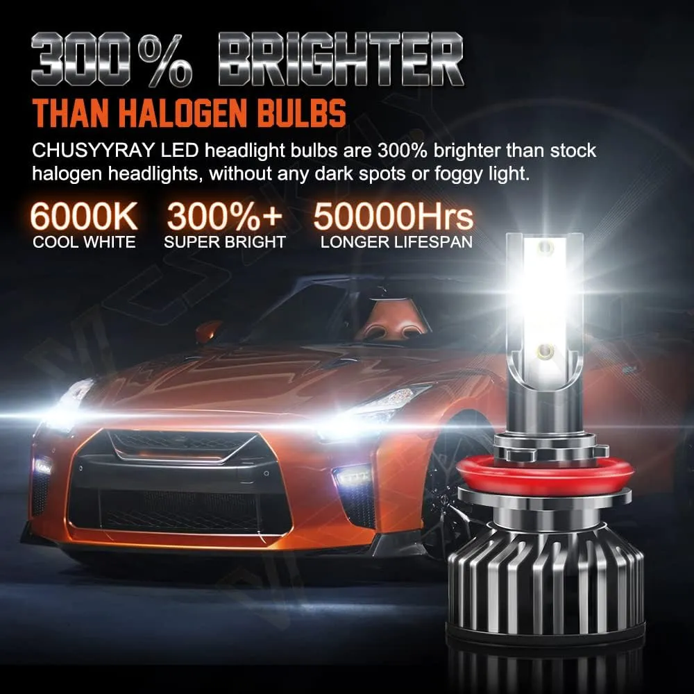 Compatible For 2007 2008 2009 2010 2011 2012 2013 GMC Sierra 1500 Light Bulbs, Combo 9005 High Beam H11 Low Beam 5202 Fog Lights, 6000K White Powersports Bulbs, 500% Brightness, Pack of 6