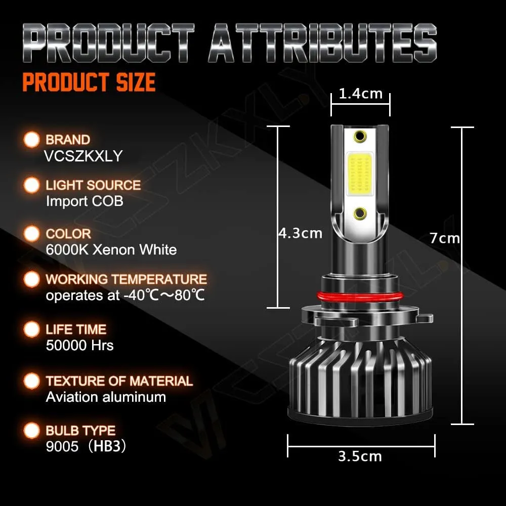 Compatible For 2007 2008 2009 2010 2011 2012 2013 GMC Sierra 1500 Light Bulbs, Combo 9005 High Beam H11 Low Beam 5202 Fog Lights, 6000K White Powersports Bulbs, 500% Brightness, Pack of 6