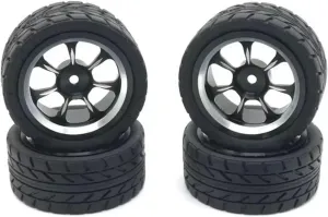 Compatible with WLtoys for WPL for MN for Model for LC 1/18 1/16 1/14 RC Car Modified Metal Wheel Tires Cool Multi-Color Tire Skin Parts RC Wheel Tires(Black)