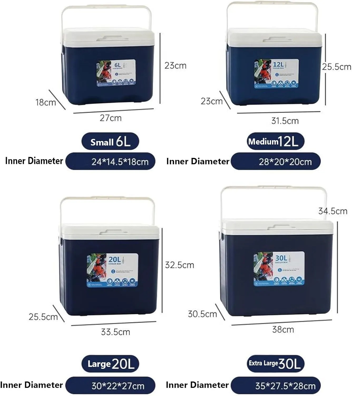 Cooler for Ligier JS50/JS60/Myli/Pulse 4/Be Sun/Be Two/OptiMax/X-Pro/X-Too Insulated Hard Ice Box Large High-Performance Storage Box Portable Cool Picnic Box Festival,B-38 * 30.5 * 34.5cm