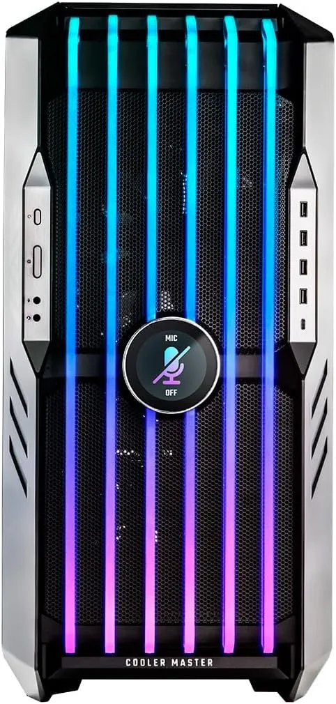 Cooler Master HAF 700 EVO PC Case - Full-Tower, E-ATX Compatible, 5 x Pre-Installed Fans, Rotatable Radiator Brackets, LCD Real-Time Display, ARGB Edge-Lit Blades, TG Side Panel