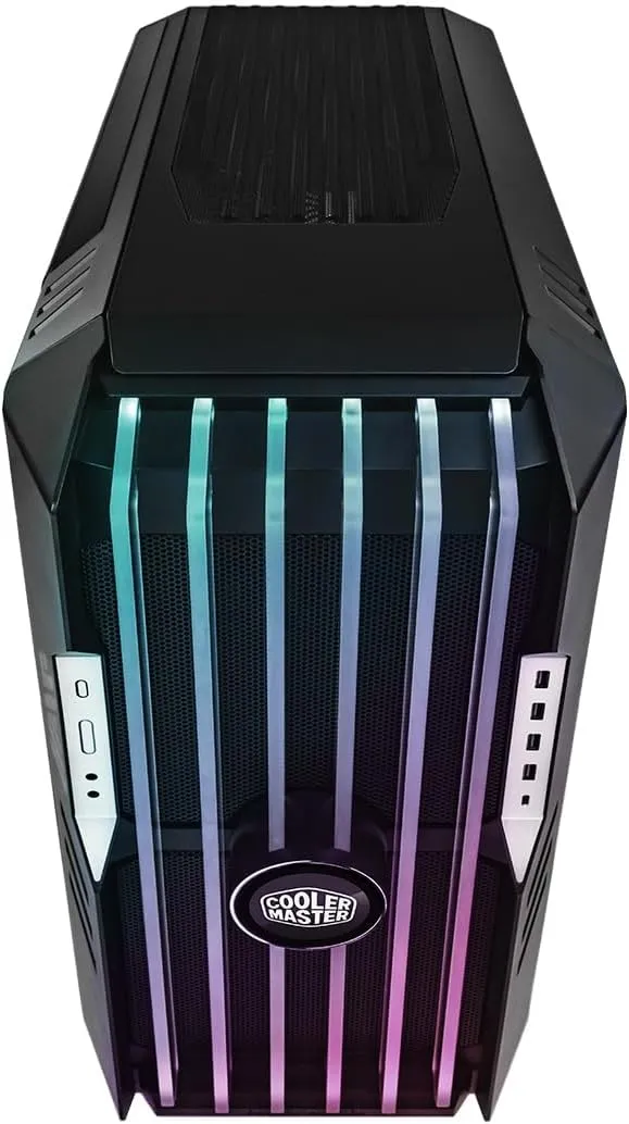 Cooler Master HAF 700 EVO PC Case - Full-Tower, E-ATX Compatible, 5 x Pre-Installed Fans, Rotatable Radiator Brackets, LCD Real-Time Display, ARGB Edge-Lit Blades, TG Side Panel