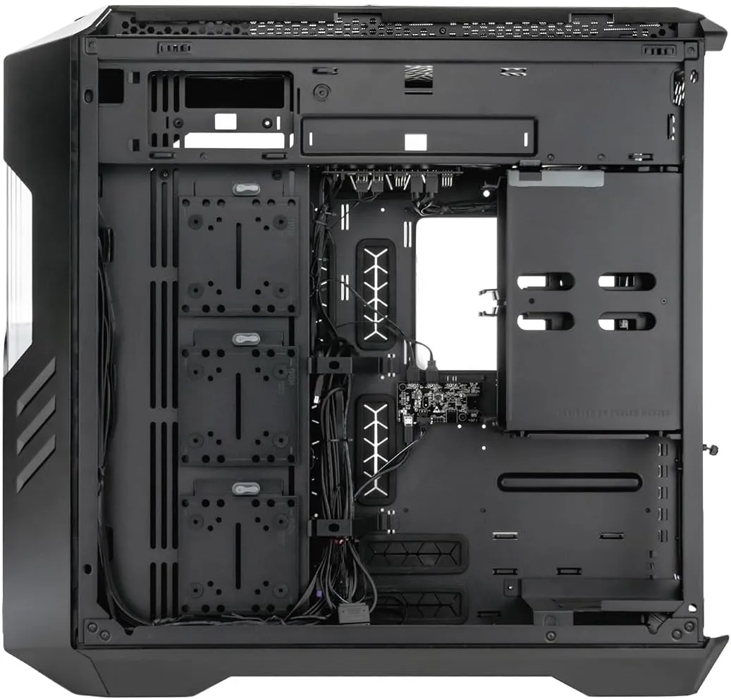Cooler Master HAF 700 EVO PC Case - Full-Tower, E-ATX Compatible, 5 x Pre-Installed Fans, Rotatable Radiator Brackets, LCD Real-Time Display, ARGB Edge-Lit Blades, TG Side Panel