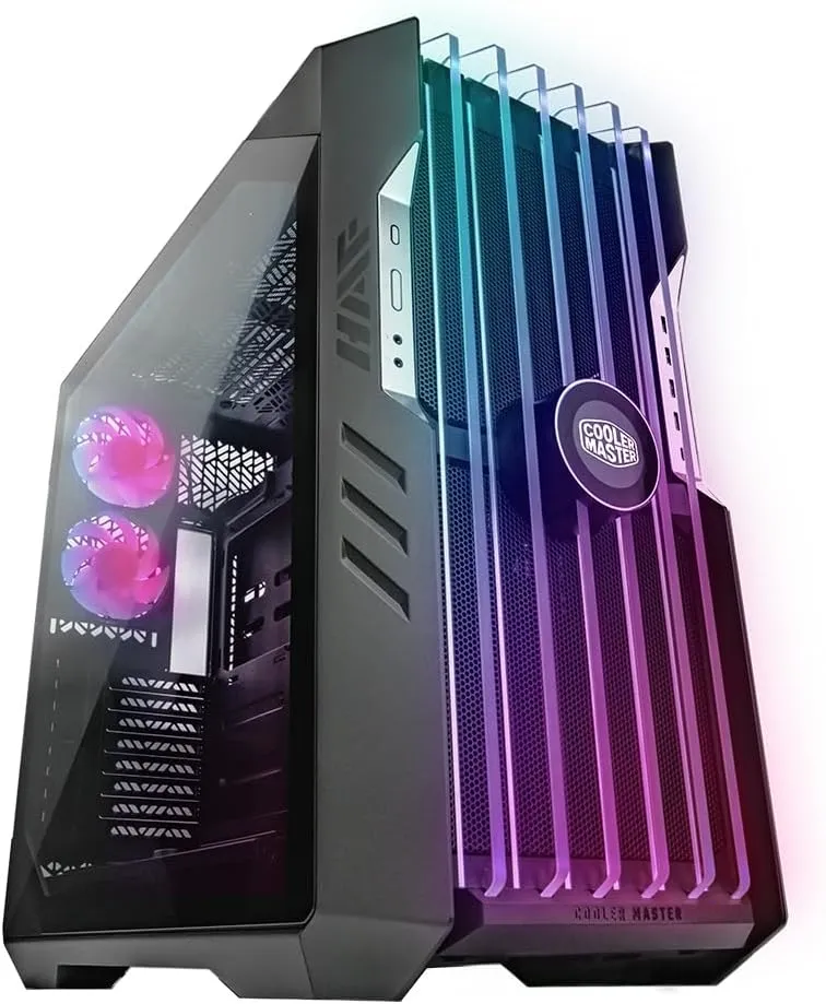 Cooler Master HAF 700 EVO PC Case - Full-Tower, E-ATX Compatible, 5 x Pre-Installed Fans, Rotatable Radiator Brackets, LCD Real-Time Display, ARGB Edge-Lit Blades, TG Side Panel