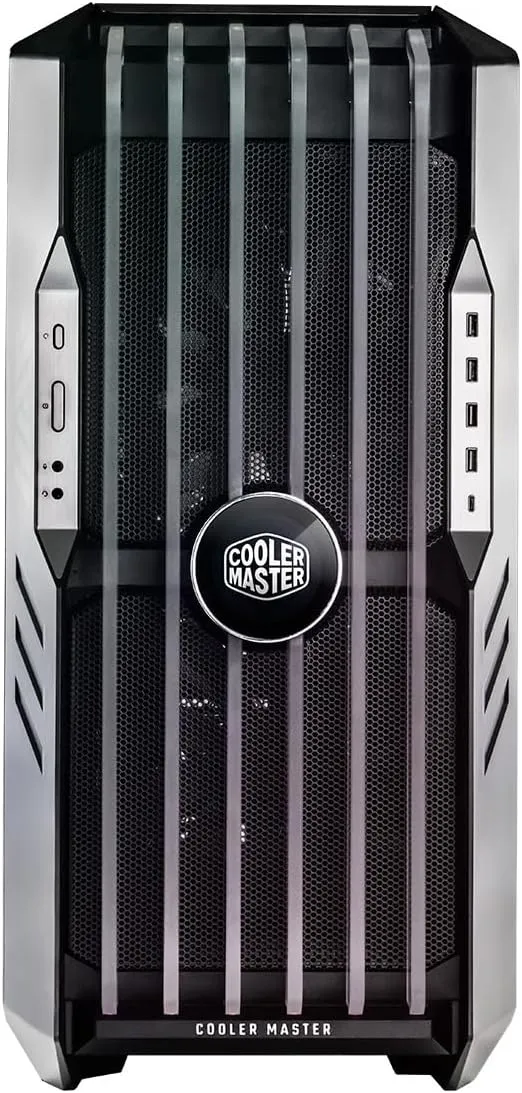 Cooler Master HAF 700 EVO PC Case - Full-Tower, E-ATX Compatible, 5 x Pre-Installed Fans, Rotatable Radiator Brackets, LCD Real-Time Display, ARGB Edge-Lit Blades, TG Side Panel