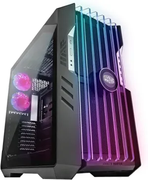Cooler Master HAF 700 EVO PC Case - Full-Tower, E-ATX Compatible, 5 x Pre-Installed Fans, Rotatable Radiator Brackets, LCD Real-Time Display, ARGB Edge-Lit Blades, TG Side Panel