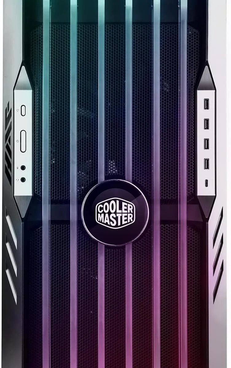 Cooler Master HAF 700 EVO PC Case - Full-Tower, E-ATX Compatible, 5 x Pre-Installed Fans, Rotatable Radiator Brackets, LCD Real-Time Display, ARGB Edge-Lit Blades, TG Side Panel