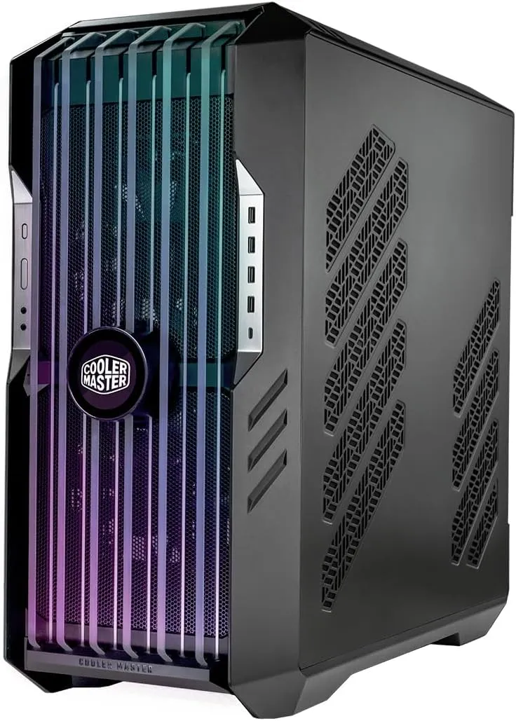 Cooler Master HAF 700 EVO PC Case - Full-Tower, E-ATX Compatible, 5 x Pre-Installed Fans, Rotatable Radiator Brackets, LCD Real-Time Display, ARGB Edge-Lit Blades, TG Side Panel