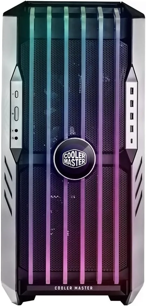 Cooler Master HAF 700 EVO PC Case - Full-Tower, E-ATX Compatible, 5 x Pre-Installed Fans, Rotatable Radiator Brackets, LCD Real-Time Display, ARGB Edge-Lit Blades, TG Side Panel