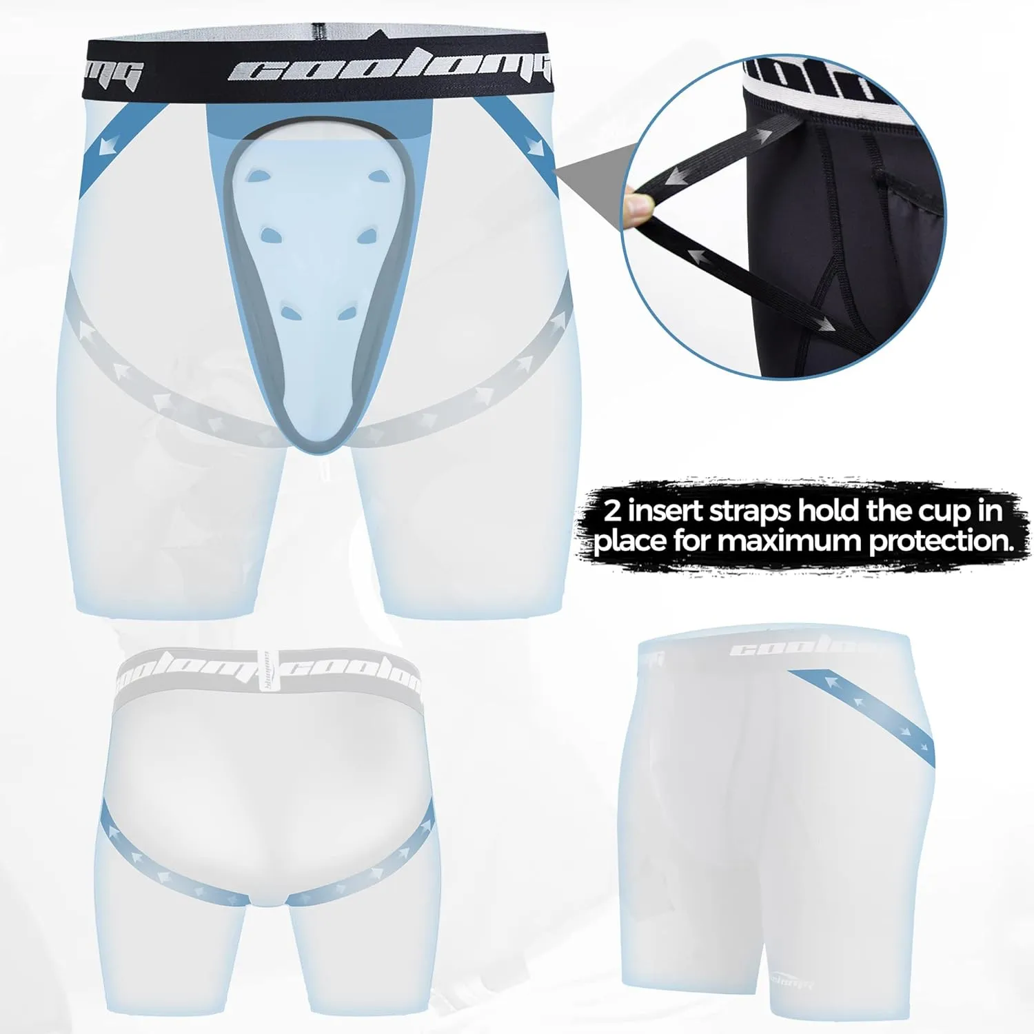 COOLOMG Mens Compression Shorts with Cup Athletic Sliding Underwear for Baseball Football MMA Lacrosse Field Hockey