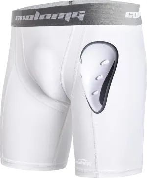 COOLOMG Mens Compression Shorts with Cup Athletic Sliding Underwear for Baseball Football MMA Lacrosse Field Hockey