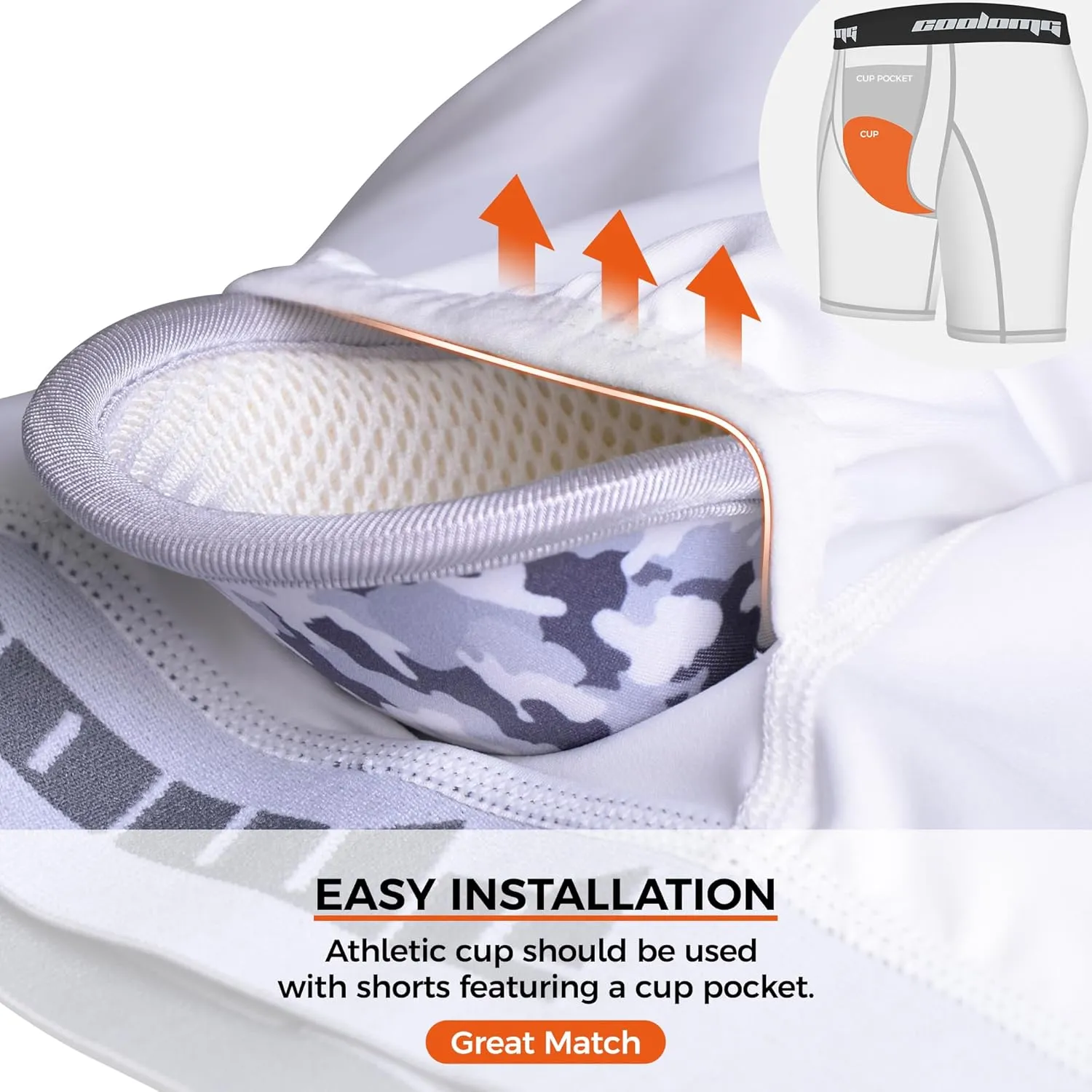 COOLOMG Youth Boys Compression Shorts with Protective Cup Sliding Underwear for Baseball Football Lacrosse Hockey