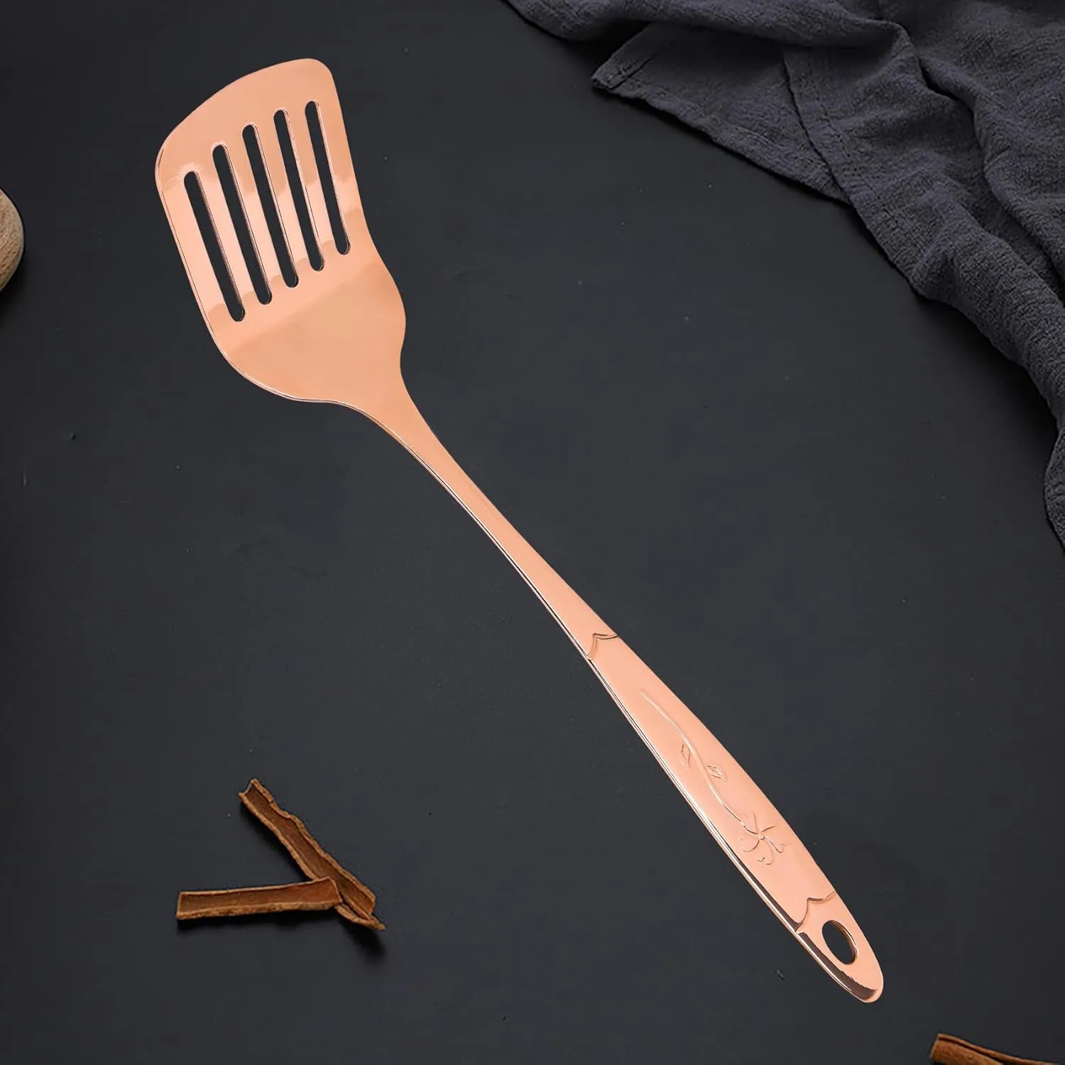 Copper Spoon,Copper Spatula,Copper Spatula Turner, Pure Thickened Household Pure Copper Cooking Shovel Kitchen Cooking Rice Spoon Pure Copper Tableware (Hole spatula)