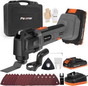 Cordless Oscillating Tool, 20V Oscillating Multi Tool with 2000mAh Battery, 8000-19000RPM, 6 Variable Speed, Dust Port, 3.2° Oscillating Angle, LED Light, Carrying Case for Cutting, Sanding