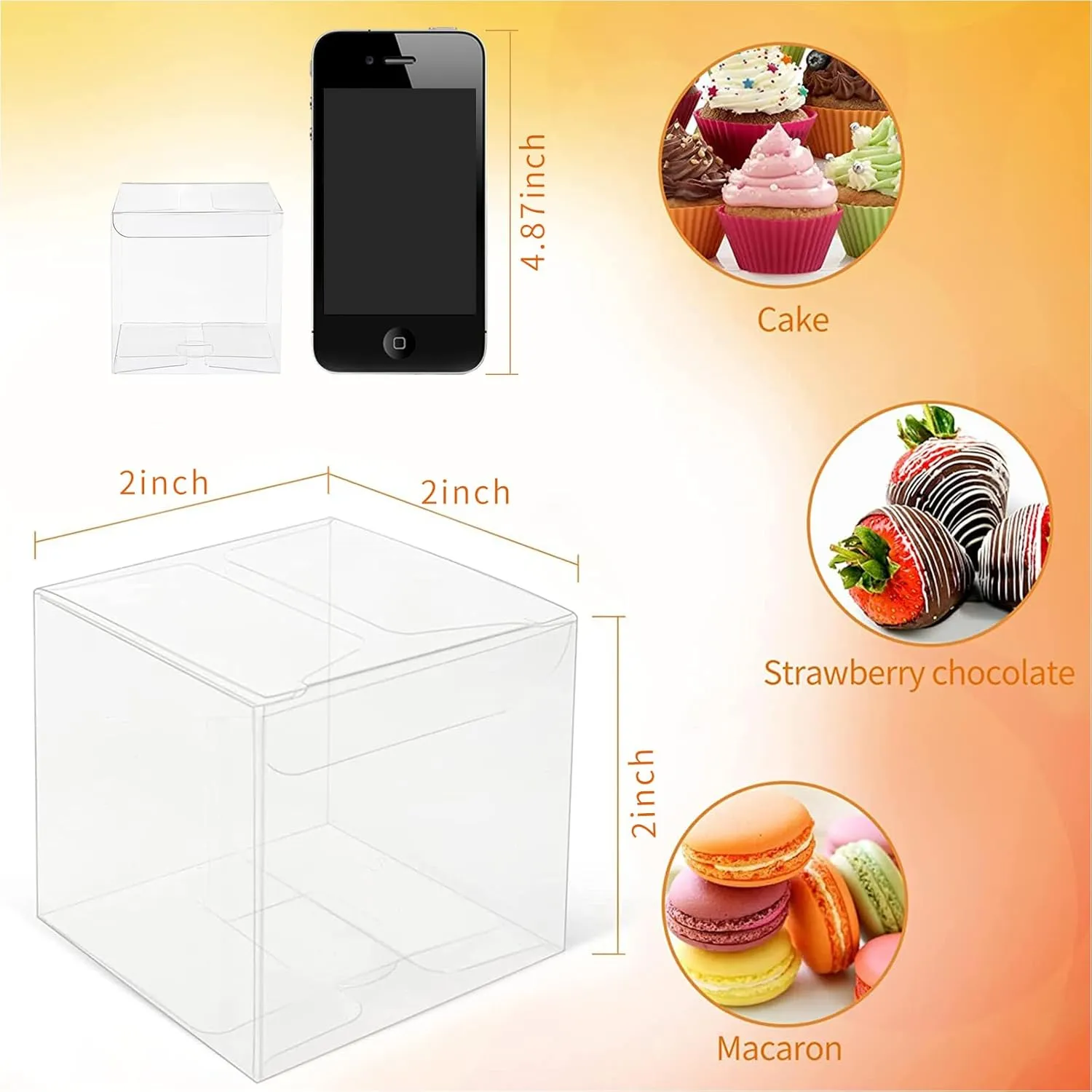 COTOPHER 120 Pcs Clear Favor Boxes, 2x2x2 Clear Gift Boxes Party Favor Boxes Mini Transparent Cube Macaron Boxes Candy Boxes for Wedding Favors Baby Shower