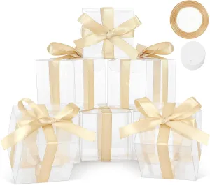 COTOPHER 120 Pcs Clear Favor Boxes, 2x2x2 Clear Gift Boxes Party Favor Boxes Mini Transparent Cube Macaron Boxes Candy Boxes for Wedding Favors Baby Shower