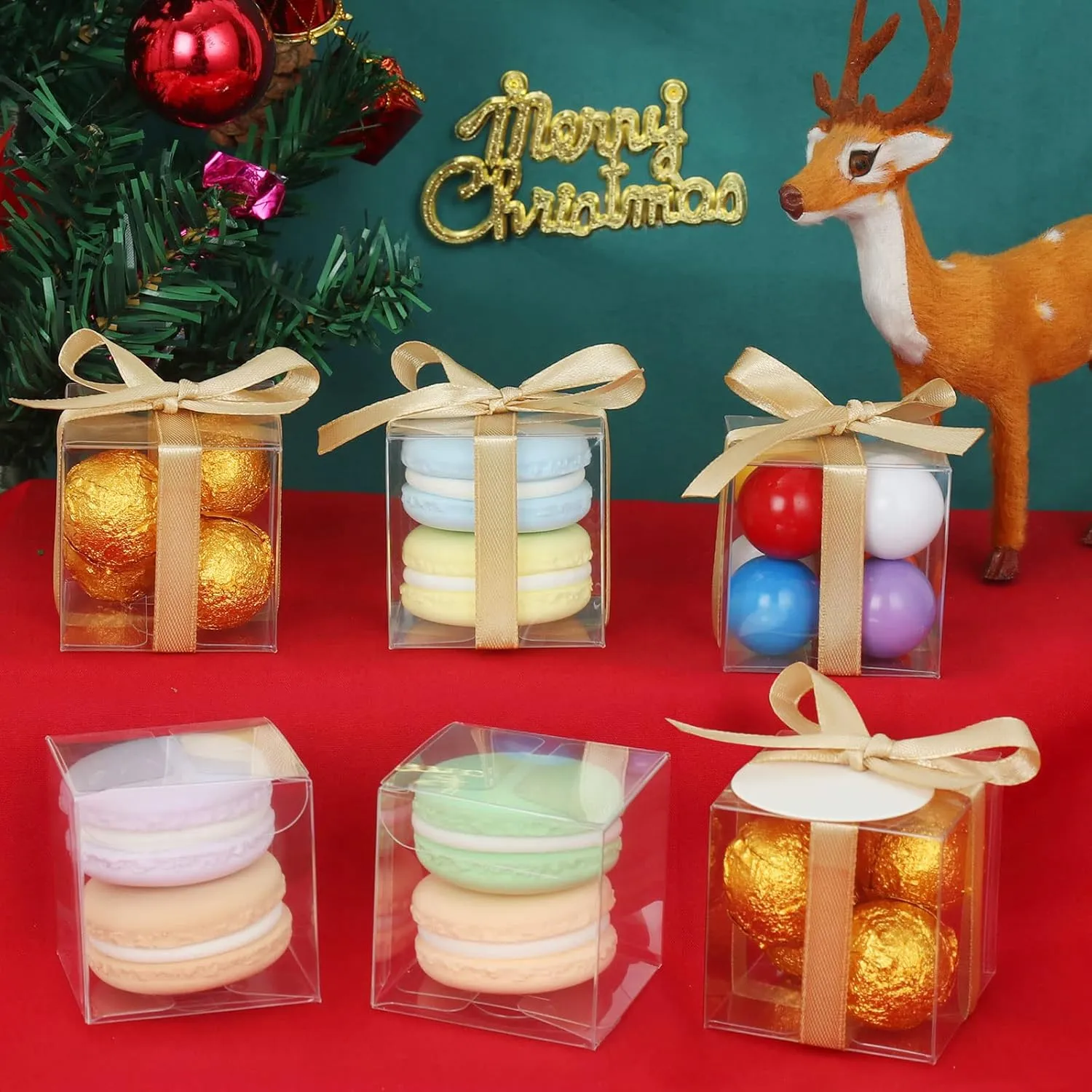 COTOPHER 120 Pcs Clear Favor Boxes, 2x2x2 Clear Gift Boxes Party Favor Boxes Mini Transparent Cube Macaron Boxes Candy Boxes for Wedding Favors Baby Shower