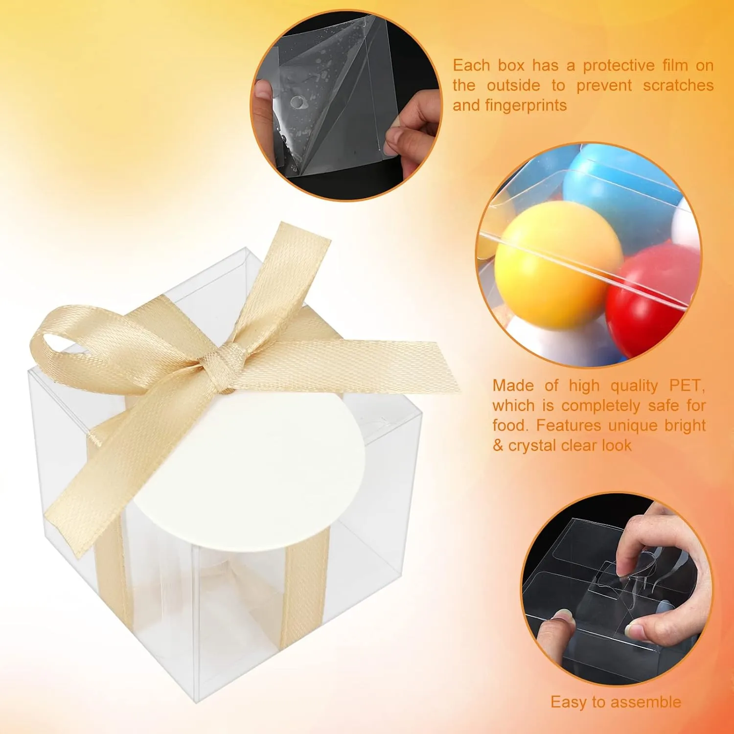 COTOPHER 120 Pcs Clear Favor Boxes, 2x2x2 Clear Gift Boxes Party Favor Boxes Mini Transparent Cube Macaron Boxes Candy Boxes for Wedding Favors Baby Shower
