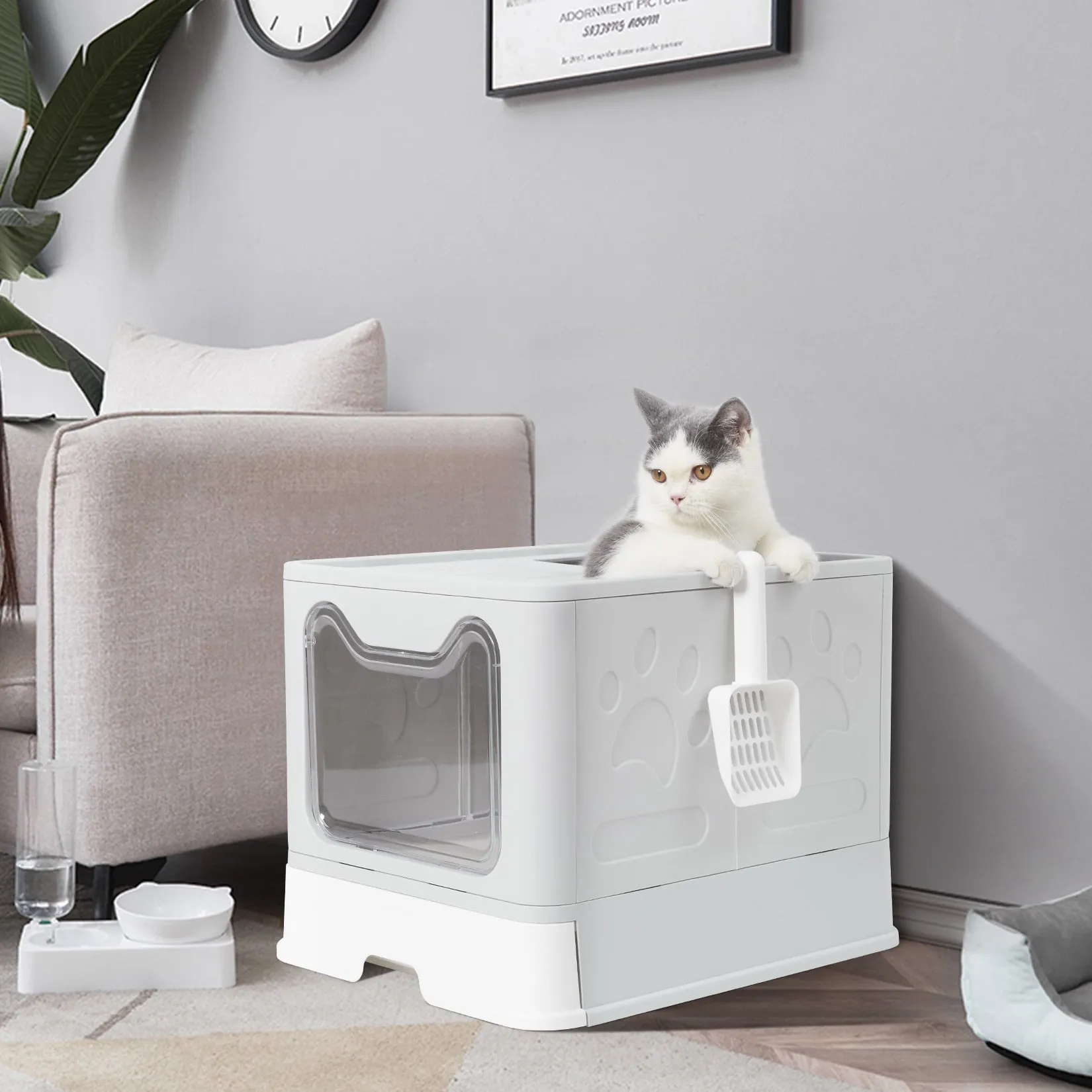 Covered Cat Litter Box with Dual Entry