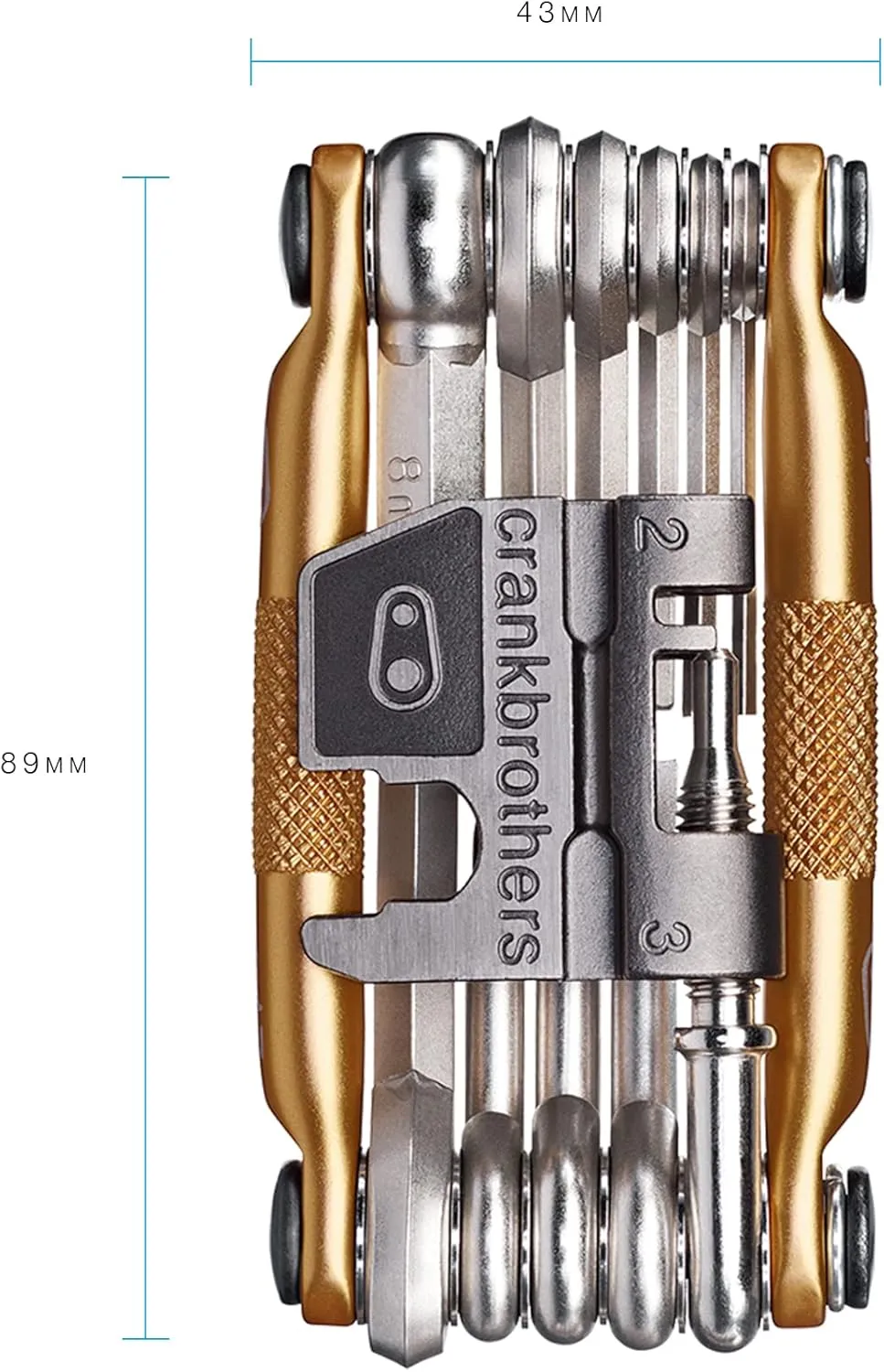 Crankbrothers Multi Tool M 17 Bike Tool - MTB Multi-Tool Gold - 17 bicycle tools (17 in 1 tool), ergonomic and lightweight