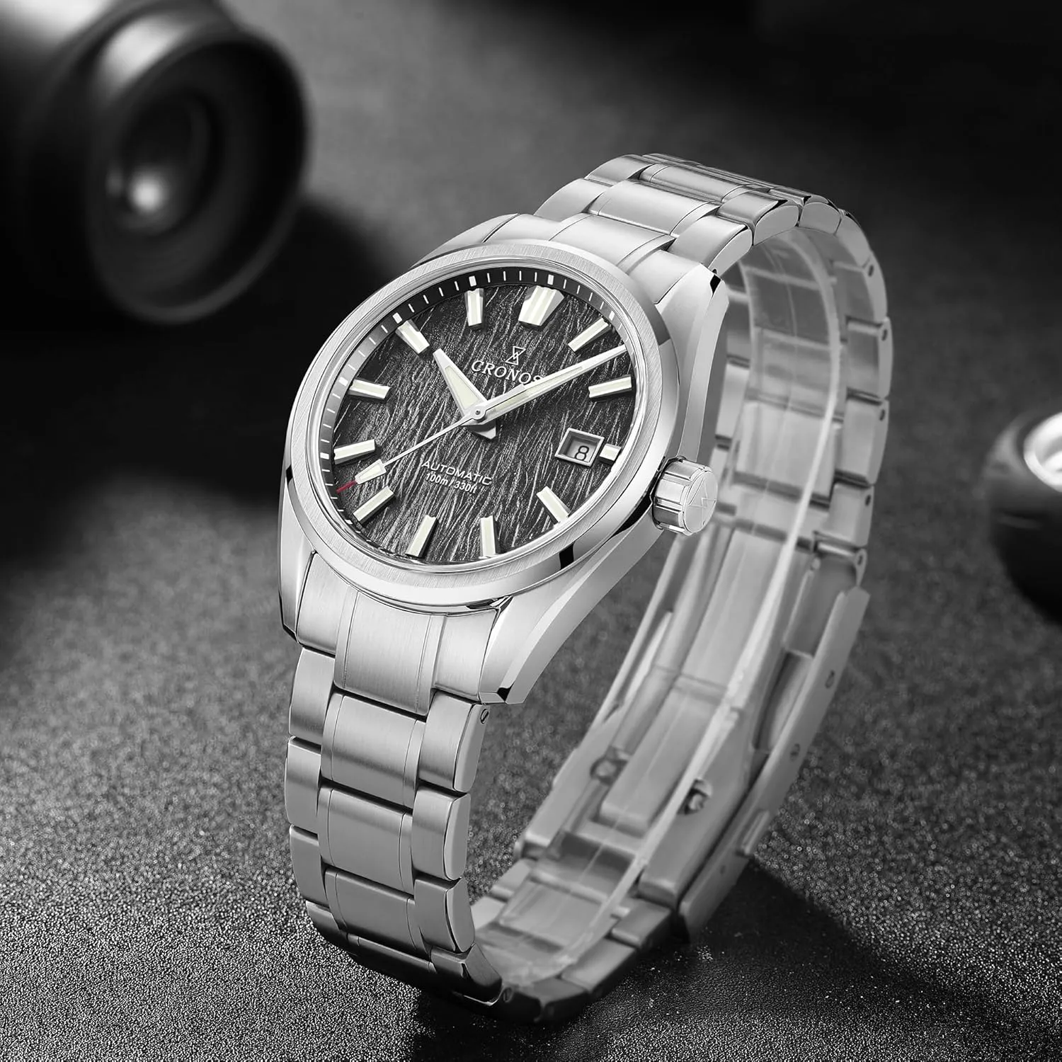 Cronos 39mm Watches for Men - PT5000 Movement L6037 Automatic Wristwatch with Sapphire Glass Blue Luminous 10 Bar Waterproof