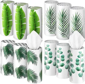 Cunhill 12 Pieces Cylinder Car Tissues Boxes Printed Car Napkins Round Disposable Tissues Boxes Travel Facial for Cup Holder (Bohemia Style)