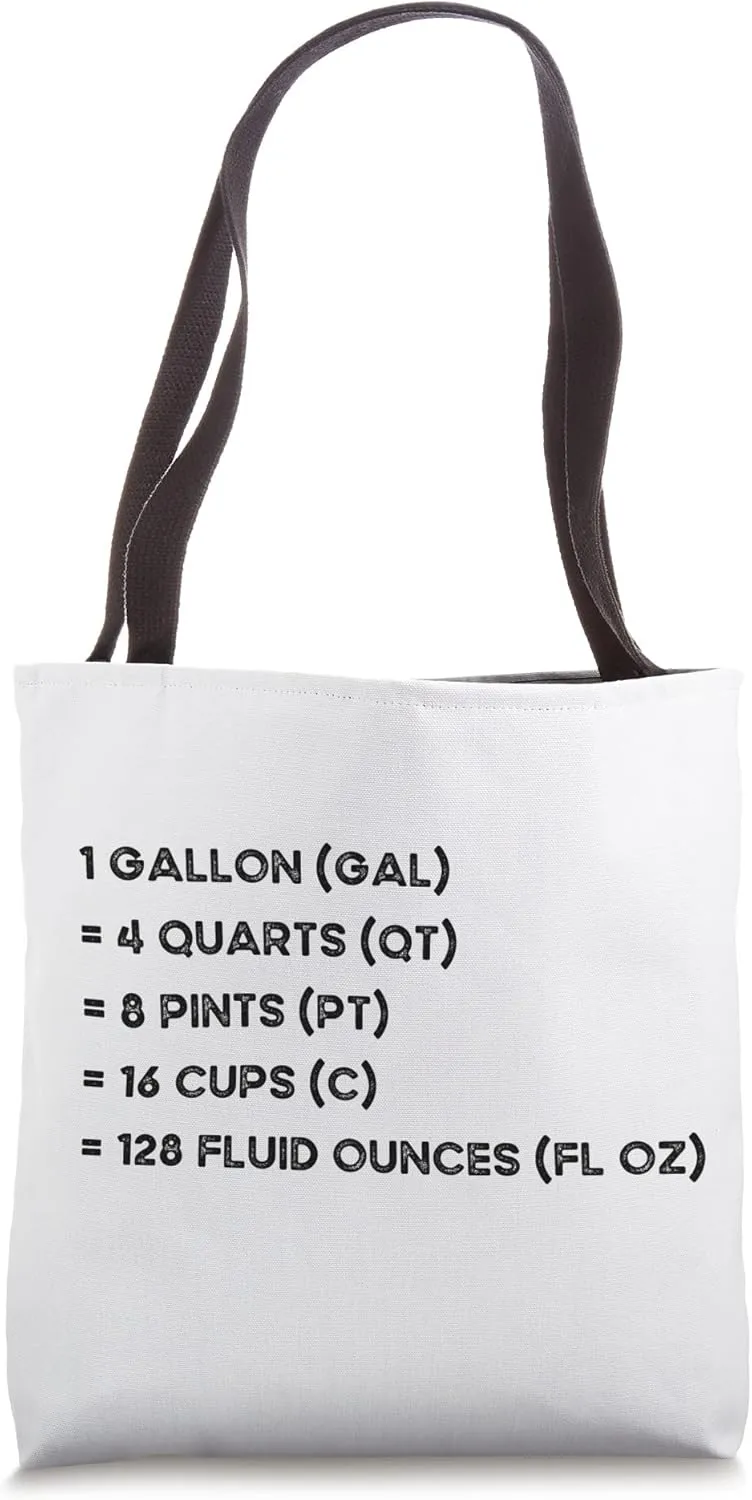 Customary Units of Liquid Volumes Measurement Tote Bag