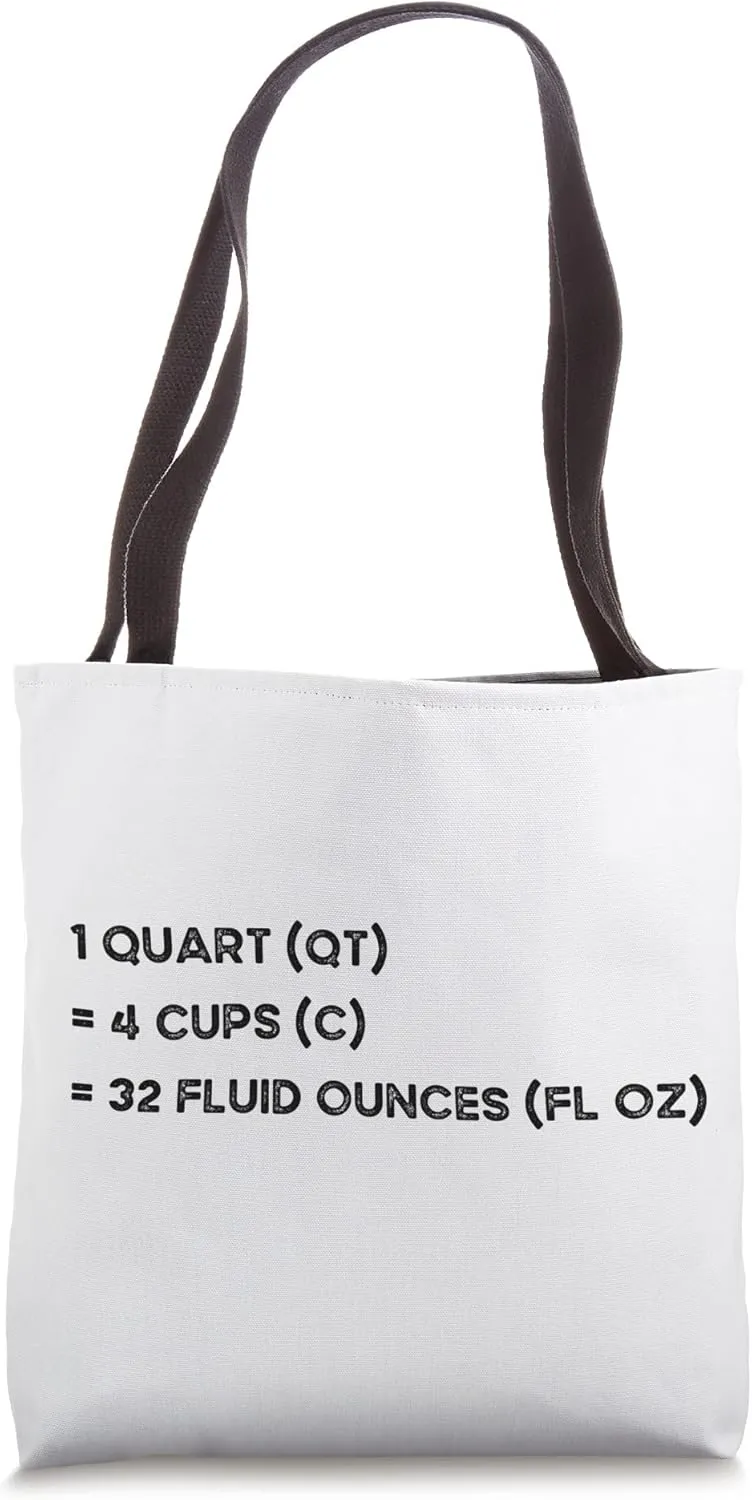 Customary Units of Volume Ounces Cups and Quarts Measurement Tote Bag