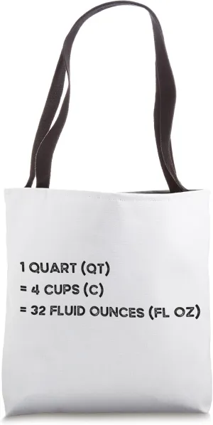 Customary Units of Volume Ounces Cups and Quarts Measurement Tote Bag