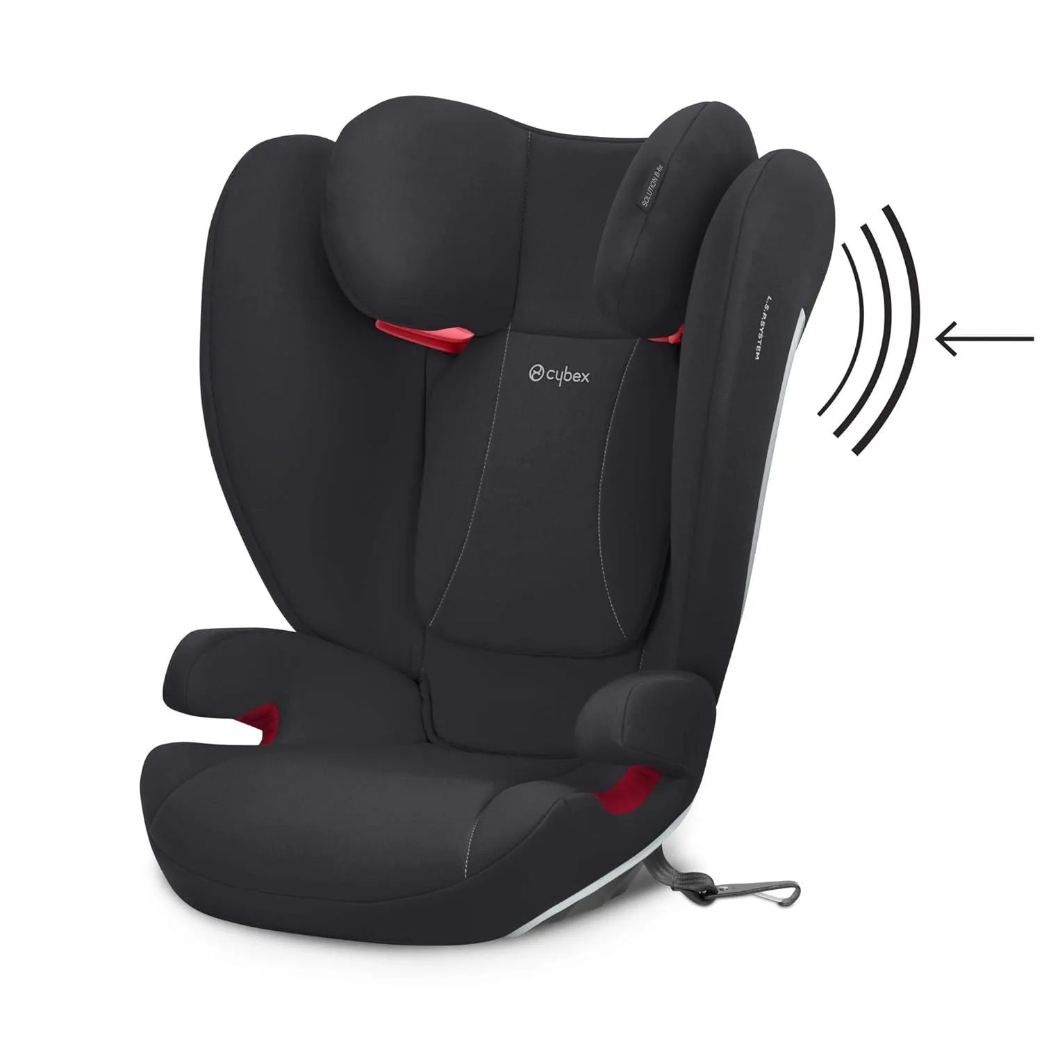 CYBEX Solution B-Fix High Back Booster Seat - Lightweight, Latch Installation, Linear Side Impact Protection, 12-Position Adjustable Headrest - for Kids 40-120 lbs., Volcano Black
