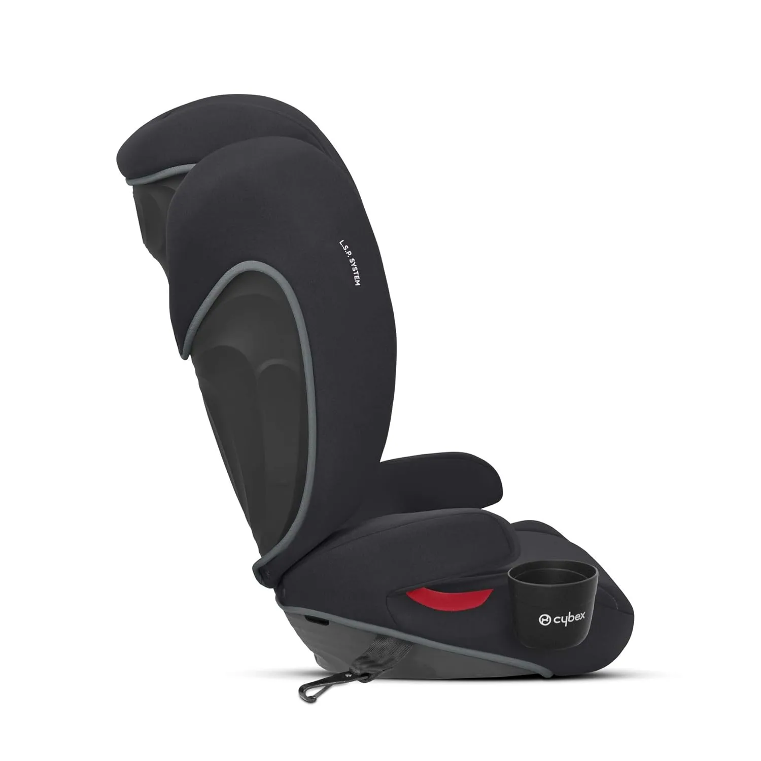 CYBEX Solution B-Fix High Back Booster Seat - Lightweight, Latch Installation, Linear Side Impact Protection, 12-Position Adjustable Headrest - for Kids 40-120 lbs., Volcano Black