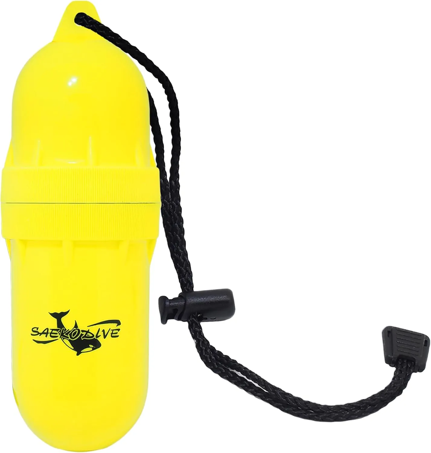 Cylinder Dry Box with Lanyard - Waterproof Container, Watertight Key Pouch Holder - For Snorkeling, Boat, Kayak and Water Activities (Yellow, Large)