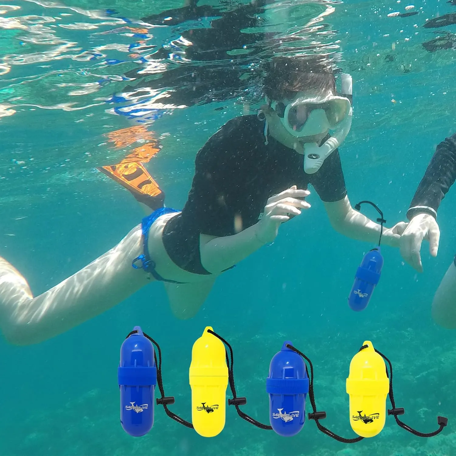 Cylinder Dry Box with Lanyard - Waterproof Container, Watertight Key Pouch Holder - For Snorkeling, Boat, Kayak and Water Activities (Yellow, Large)