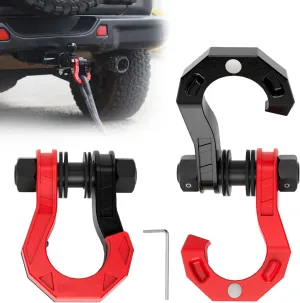 D Ring Shackles 3/4" Split Shackles, 44,000lbs Break Strength Towing Winch Shackles, Heavy Duty Shackles with 7/8" Screw Pin for Tow Strap Winch Off Road Vehicle Recovery, BlackRed