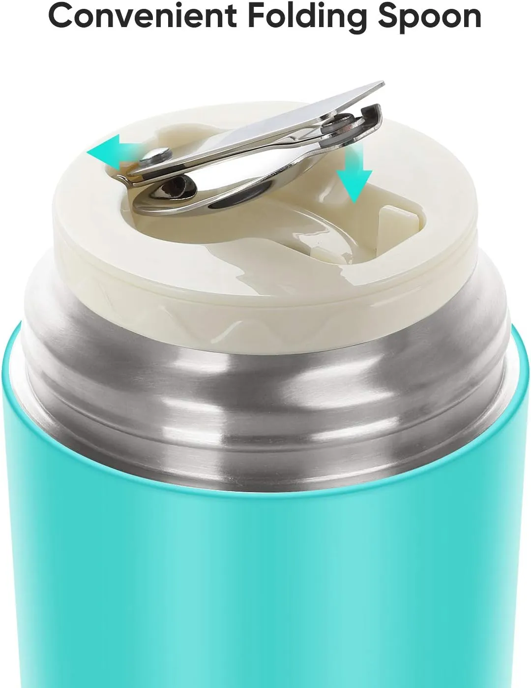 DaCool Insulated Lunch Container Hot Food Jar 24 oz Stainless Steel Vacuum Bento Lunch Box for Adult with Spoon Leak Proof Hot Food Insulated Container for Office Picnic Travel Outdoors, Cyan Blue