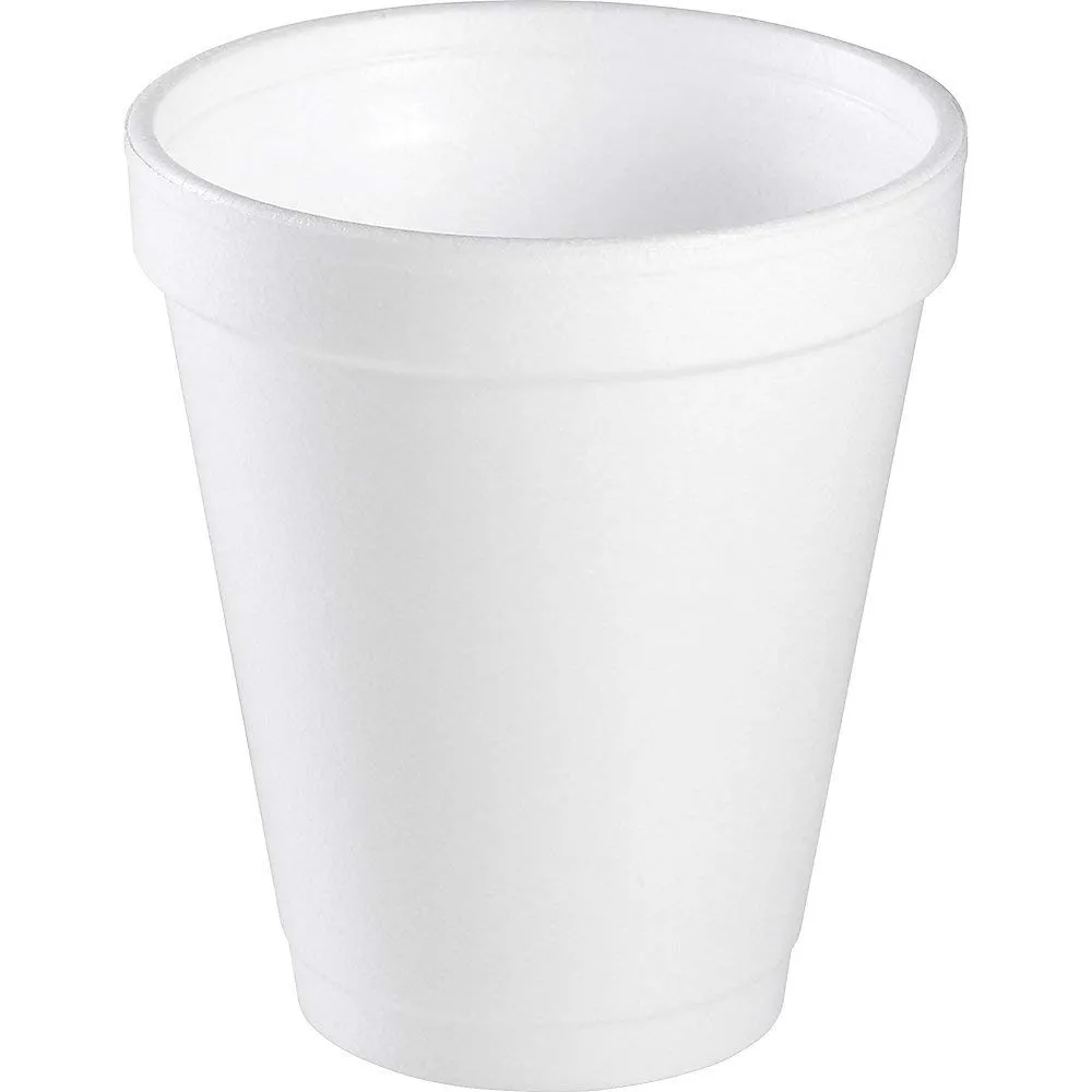 Dart Foam Cups, 6oz, White, 1000ct Case, Fits 6-series Lids, 6J6