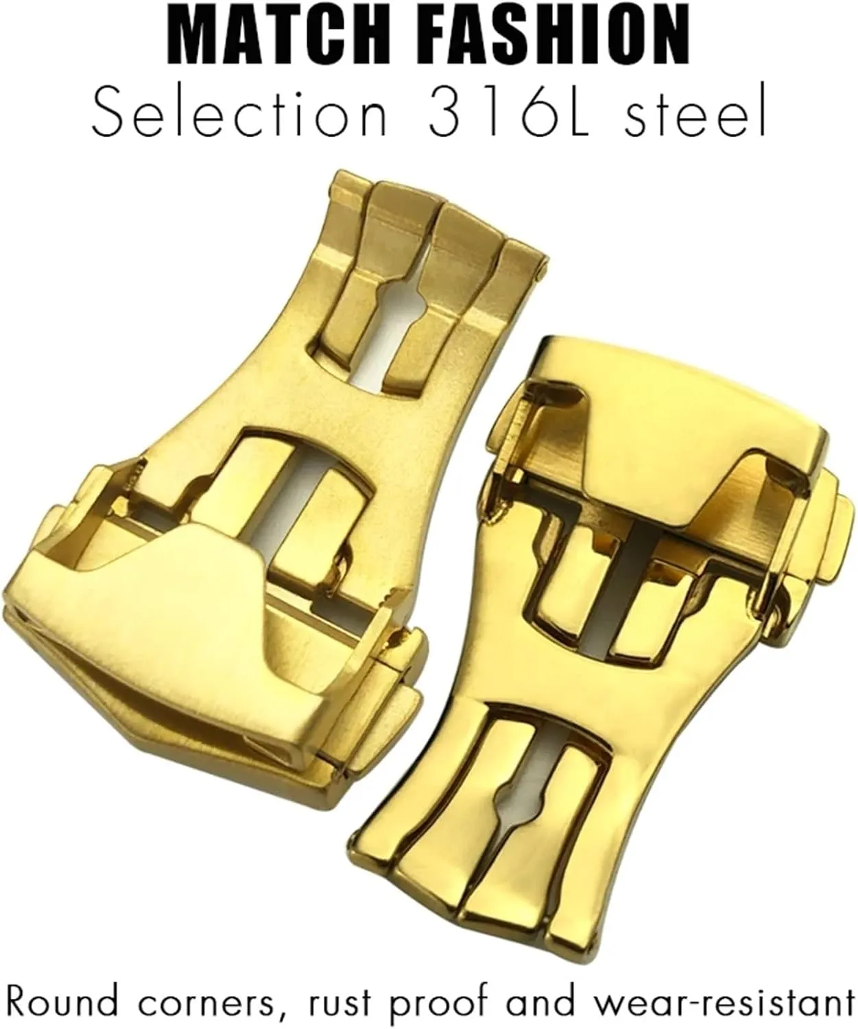 DASEB 18mm 20mm Pointed Deployment Watch Buckle For Omega Rubber Leather Strap Black Rose Gold Stainless Steel Butterfly Clasp