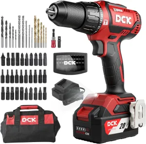 DCK 20V Brushless Hammer Drill, 531 in.lbs, 36000 BPM, 1/2" Keyless All-Metal Chuck, 4.0Ah Battery, 22 1 1 Clutch, Impact Drill Kit for Drilling Brick Wall, Metal, Wood, KDJZ05-13