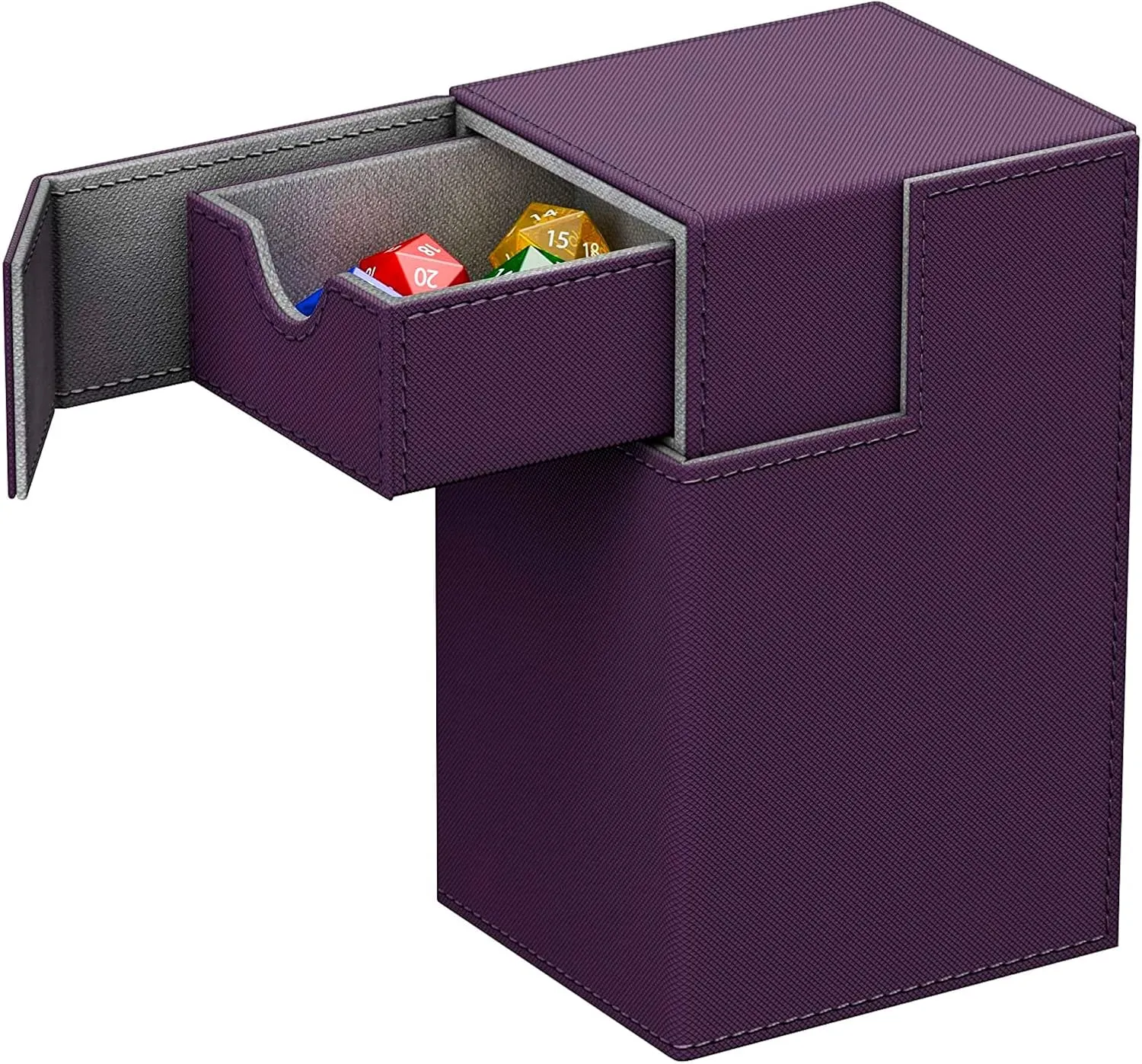 Deck Box for Trading Card Games, MTG Commander Deck Box Comtains 100 Double Sleeved Cards, Leather Card Storage Case Fits TCG CCG Cards (Purple)