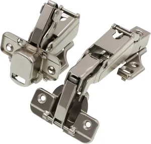 DECOBASICS Lazy Susan, Pie-Corner Kitchen Cabinet Hinge Set for Folding Doors. 165 Degree Nickle Plated Iron Concealed Hinges with Plates for Face Frame and Frameless Cabinets.