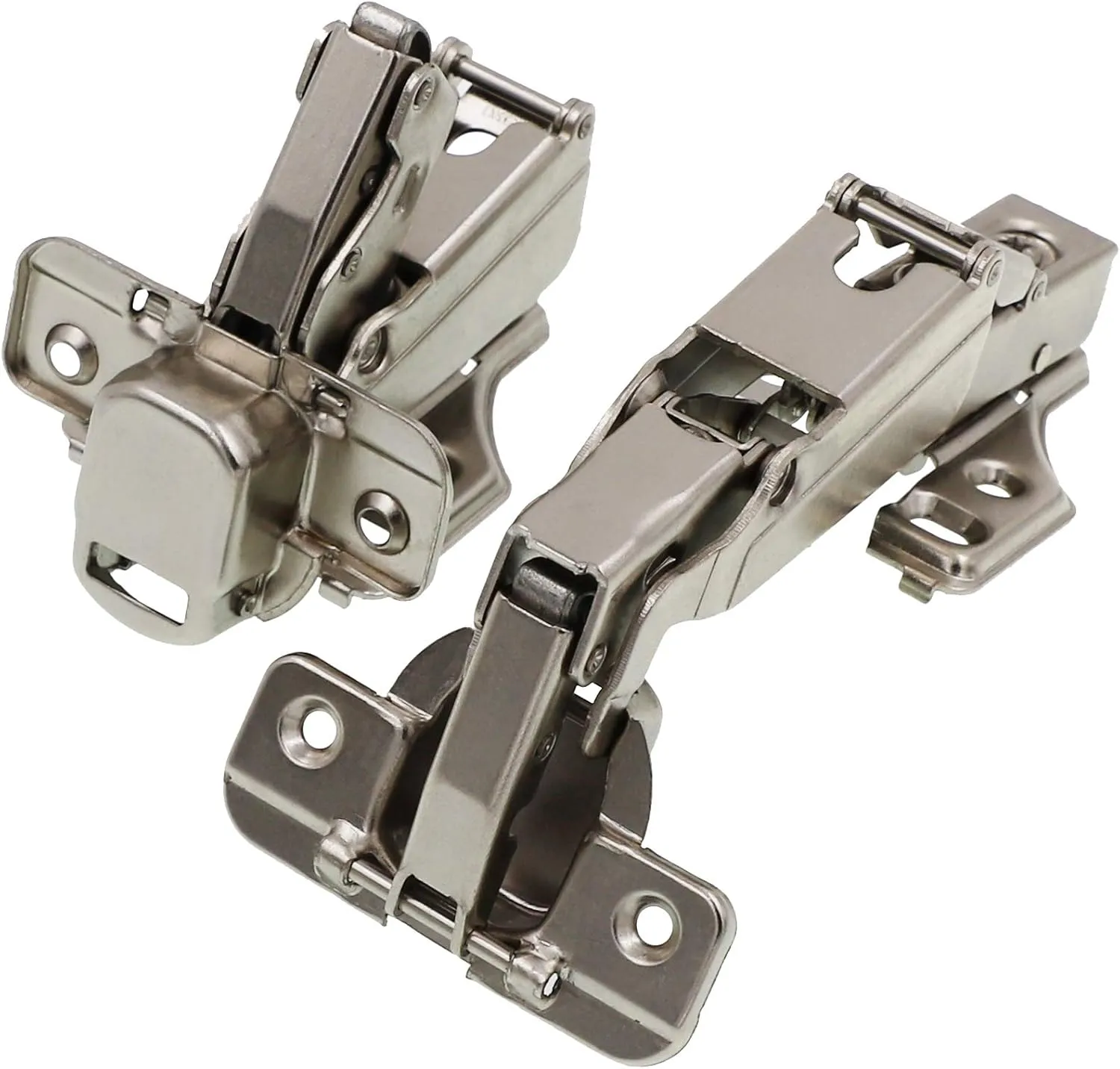 DECOBASICS Lazy Susan, Pie-Corner Kitchen Cabinet Hinge Set for Folding Doors. 165 Degree Nickle Plated Iron Concealed Hinges with Plates for Face Frame and Frameless Cabinets.