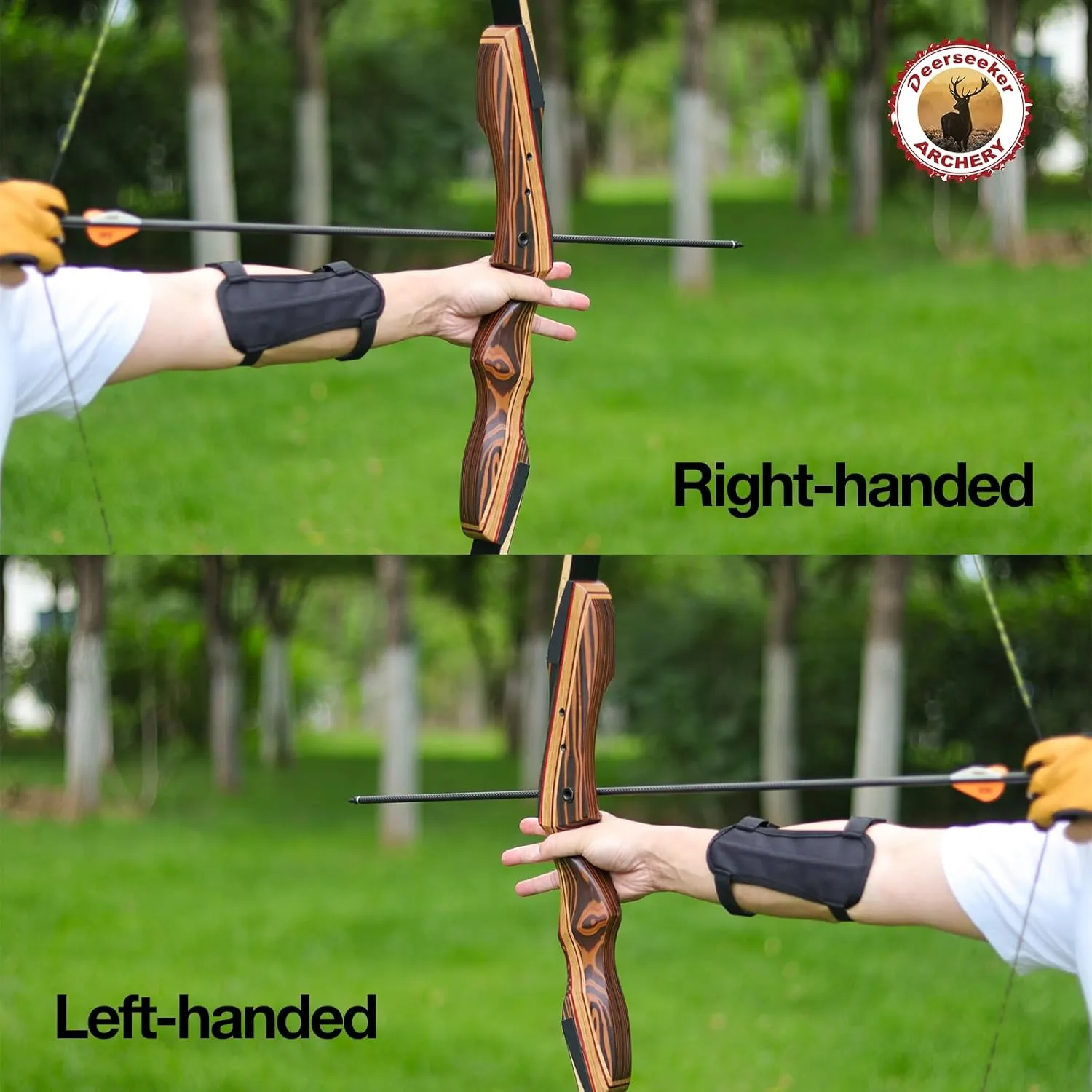 Deerseeker Archery 62" Takedown Recurve Bow Set for Adults & Youth with Right Hand & Left Handed Laminated Wooden Riser Bow Hunting Target Shooting 20-60lbs